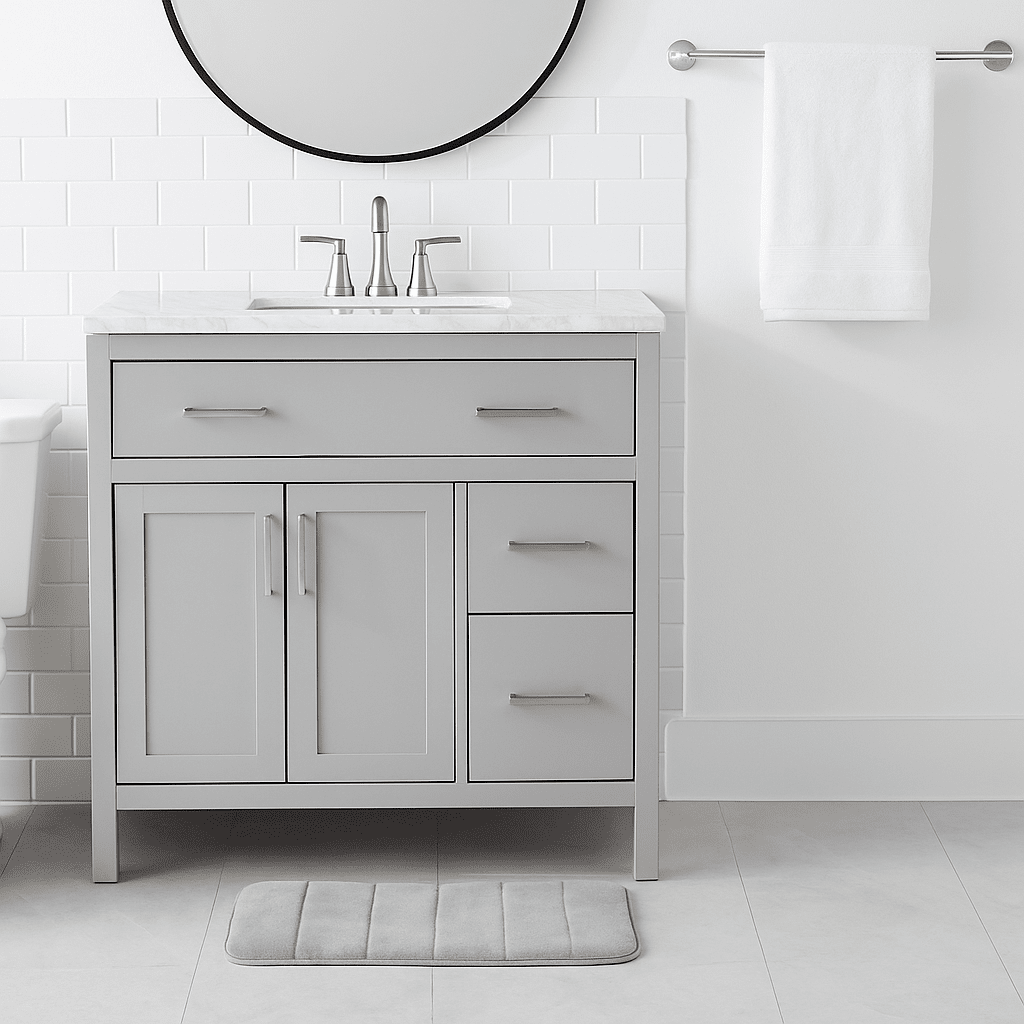 Tapete Antiderrapante para Banheiro Cinza 60x40cm - Lyor Coleção Tapete Banheiro- Tapete Antiderrapante para Banheiro Cinza 60x40cm - Lyor Design & Casa