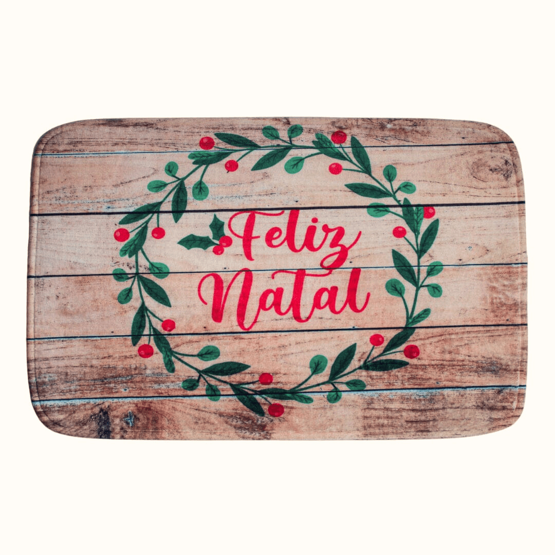 Tapete de Fibra Feliz Natal Capacho de Natal Design & Casa