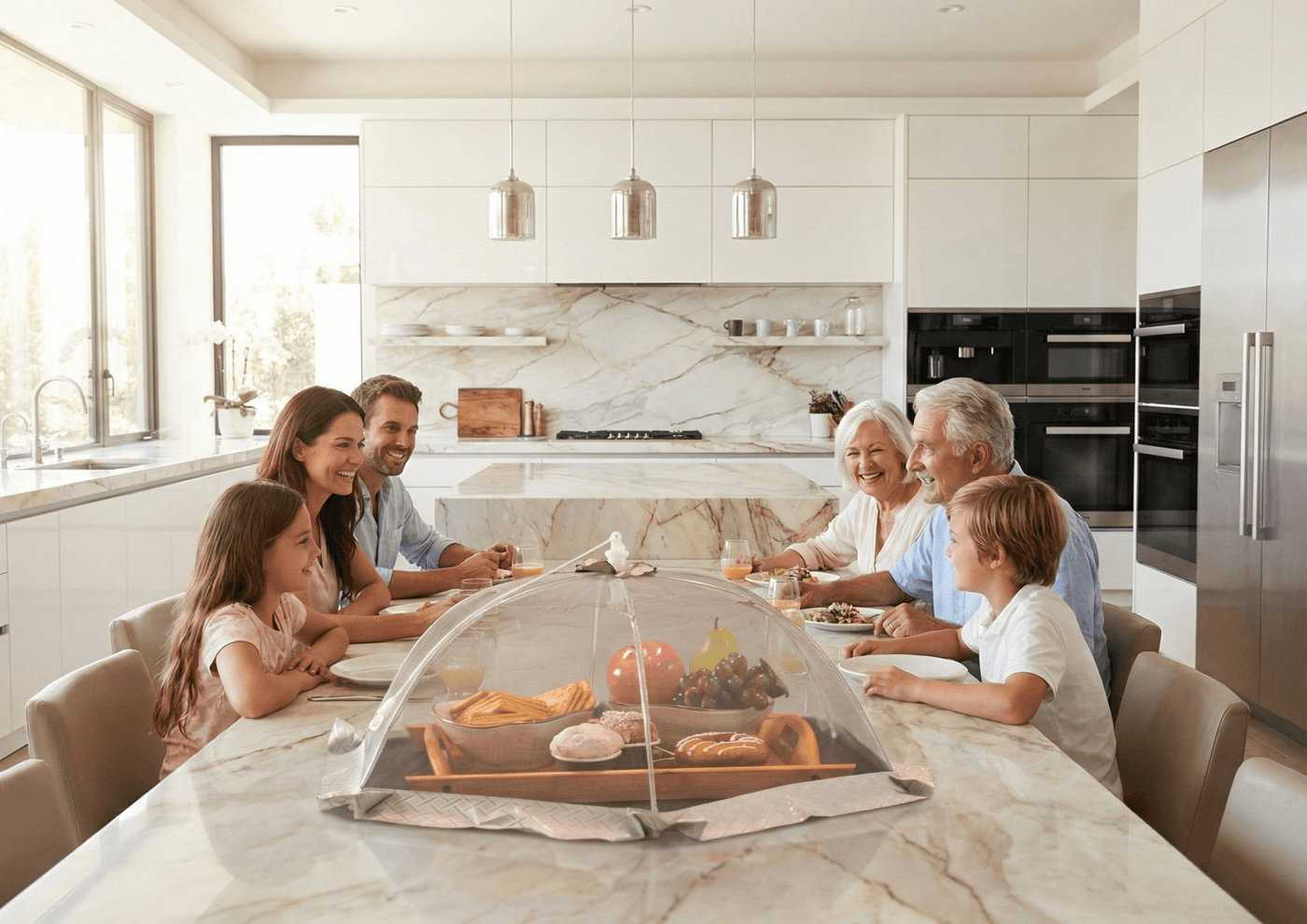 Tela Protetora de Alimentos Cinza Dobrável Tela Protetora de Alimentos Cinza Dobrável - Coleção Coziha Design & Casa