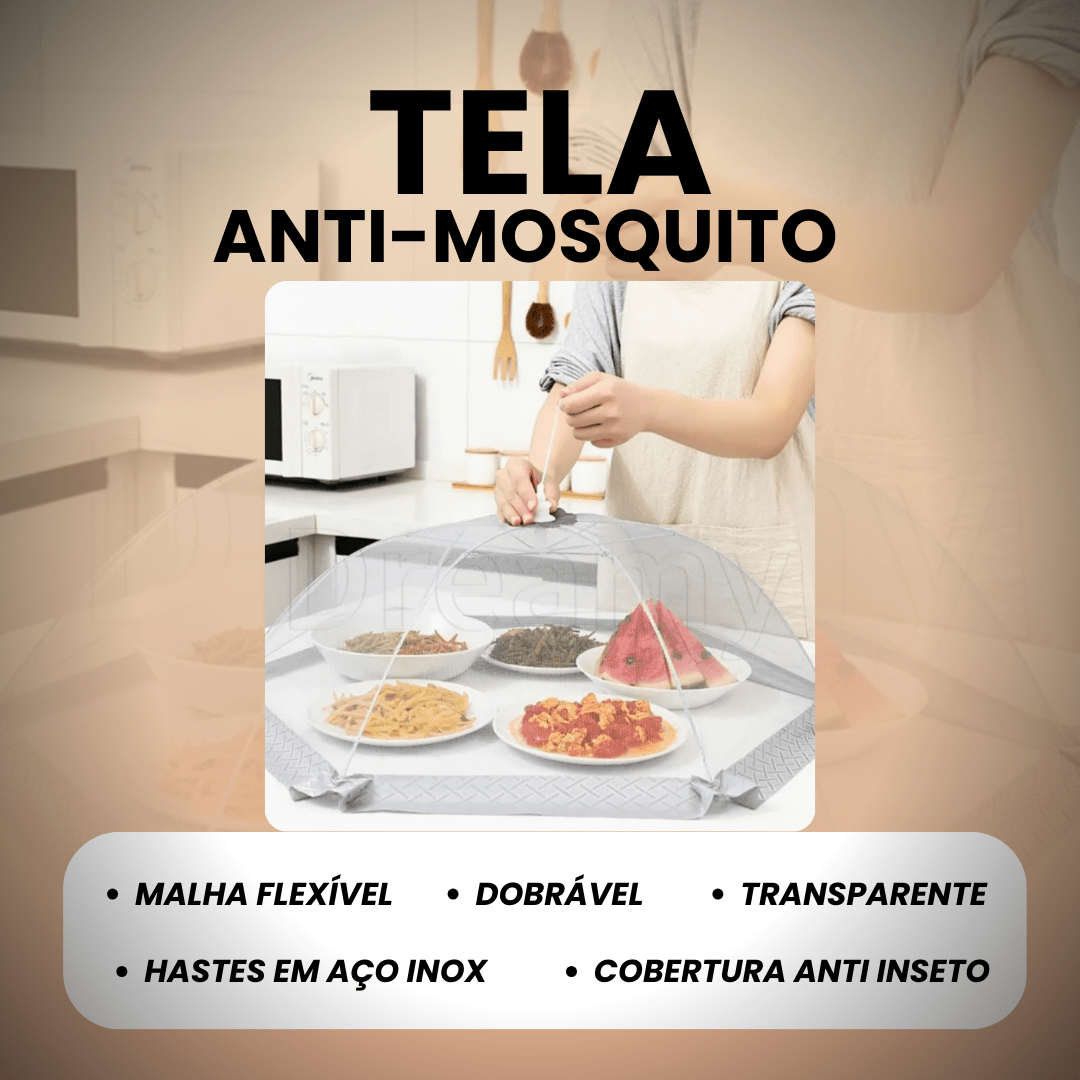 Tela Protetora de Alimentos Cinza Dobrável Tela Protetora de Alimentos Cinza Dobrável - Coleção Coziha Design & Casa