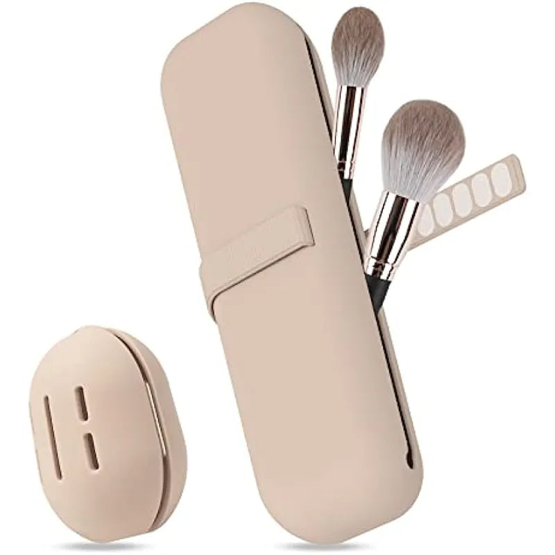 Travel Makeup Brush Holder, Silicone Cosmetic Brushes Bag, Makeup Sponge Case Portable Waterproof Makeup Tools for Women Girls Design & Casa