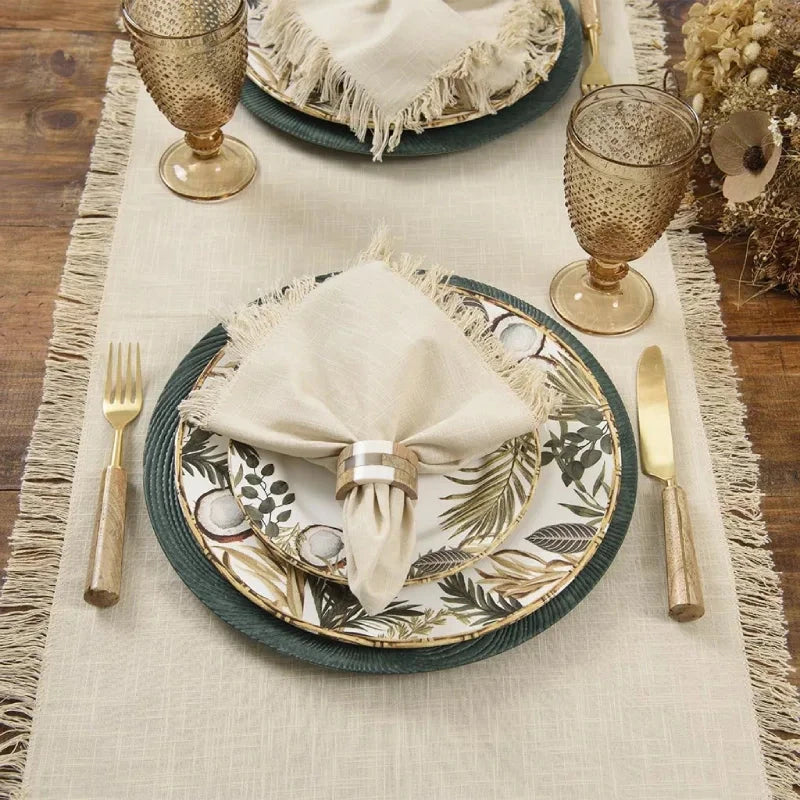 Trilho de Mesa com Franjas Natural Trilho de Mesa com Franjas Natural Design & Casa