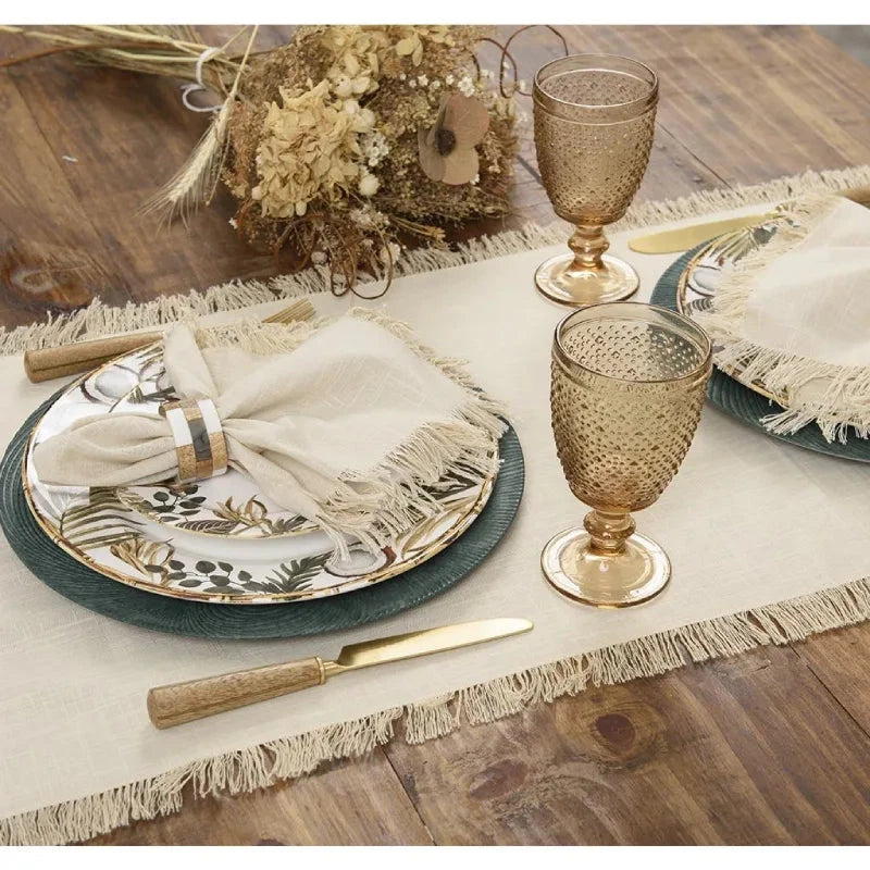 Trilho de Mesa com Franjas Natural Trilho de Mesa com Franjas Natural Design & Casa