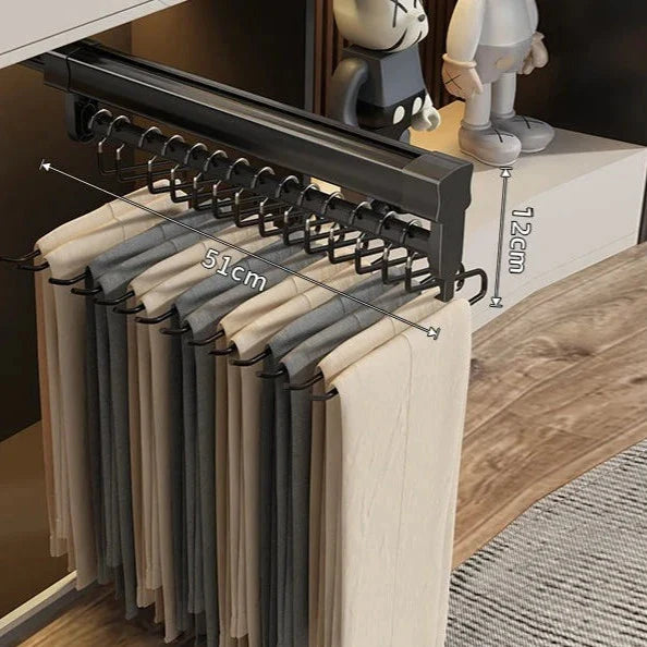 Trilho Deslizante Suporte De Roupas Para Cabide De Calça Coleção Organização - Trilho Deslizante Suporte De Roupas Para Cabide De Calça LightHousi 51cm