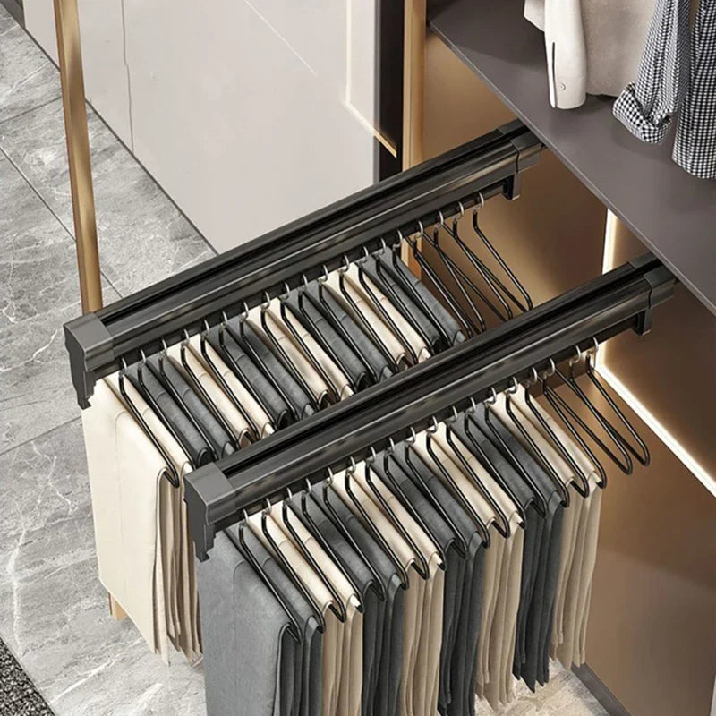 Trilho Deslizante Suporte De Roupas Para Cabide De Calça Coleção Organização - Trilho Deslizante Suporte De Roupas Para Cabide De Calça LightHousi