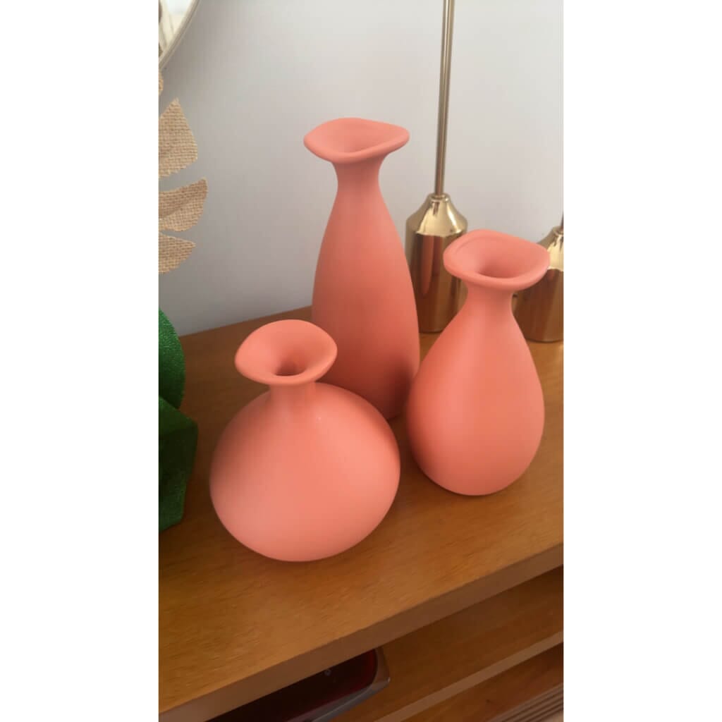 Trio de Vasos Decorativos de Cerâmica Trio de Vasos Decorativos de Cerâmica Design & Casa