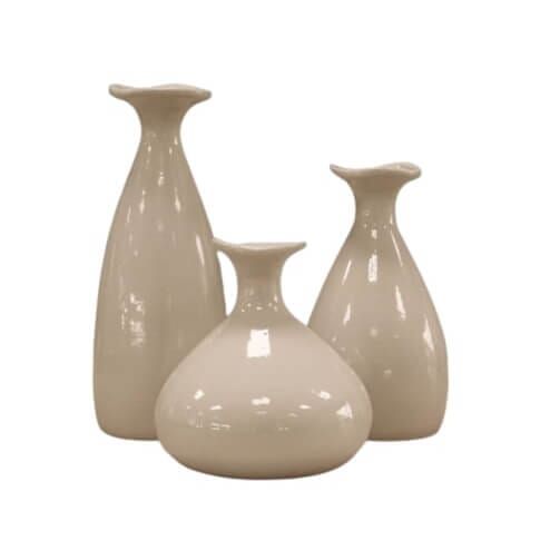 Trio de Vasos Decorativos de Cerâmica Trio de Vasos Decorativos de Cerâmica Design & Casa Off White