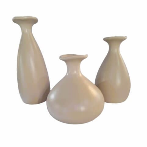 Trio de Vasos Decorativos de Cerâmica Trio de Vasos Decorativos de Cerâmica Design & Casa Off White Fosco