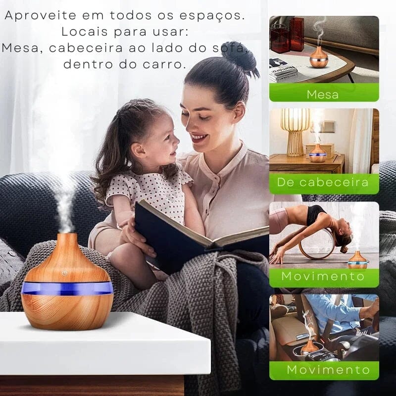 Umidificador Aromatizador de Madeira USB 300ML Umidificador Aromatizador de Madeira USB 300ML Design & Casa