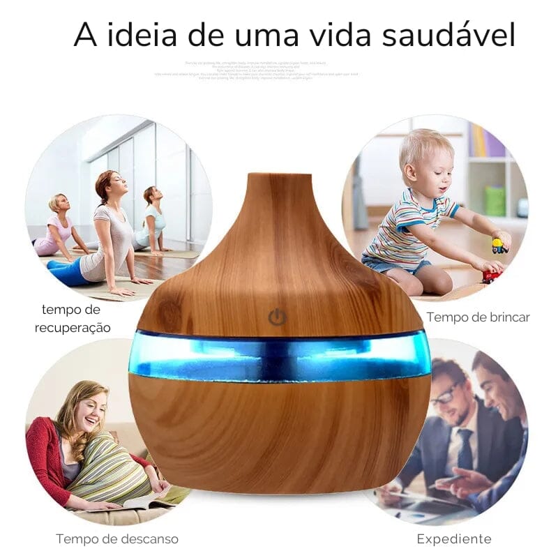 Umidificador Aromatizador de Madeira USB 300ML Umidificador Aromatizador de Madeira USB 300ML Design & Casa