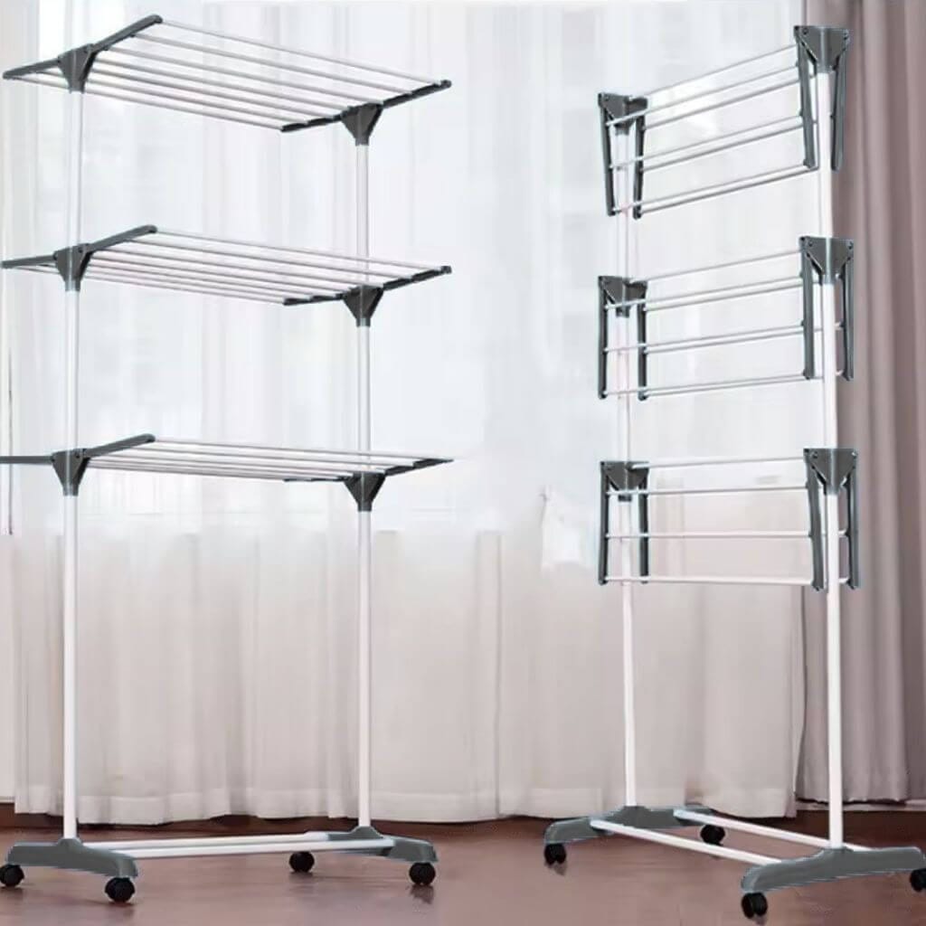 Varal De Chão Com 3 Andares Dobrável e Portátil Varal De Chão Com 3 Andares Dobrável e Portátil Design & Casa