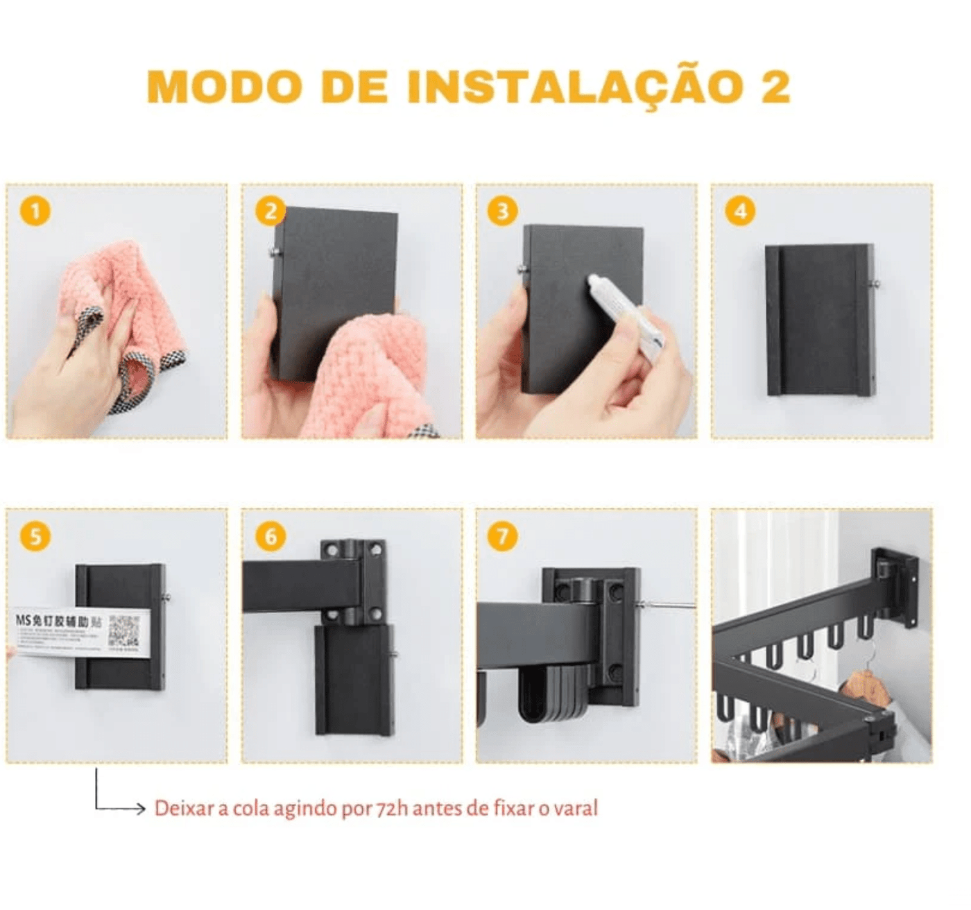 Varal Retrátil 360° com Ganchos para Roupas Design & Casa