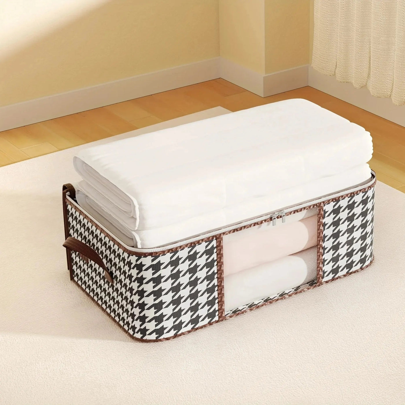 Visible Large Capacity Storage Box Portable Household Clothes Organizer With Handles Foldable Dustproof Quilt Zipper Container Design & Casa