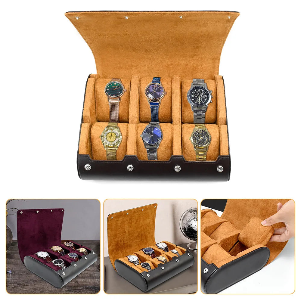 Watch Travel Case - for Men - for Women -Watch Roll Travel Case Organizer Display - Watch Case - 6 Slots Watch Box Organizer Design & Casa