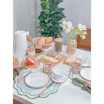 Xícara de Café C/Pires Cerâmica Bambu Coleção Mesa Posta- Xícara de Café C/Pires Cerâmica Bambu Design & Casa