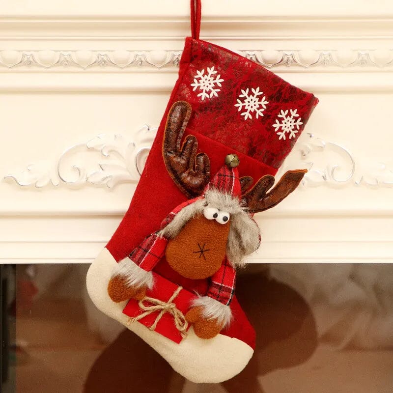 1pc Christmas Santa & Snowman & Reindeer Stocking Ornament, Christmas Stocking Hanging Pendant Design & Casa Reindeer