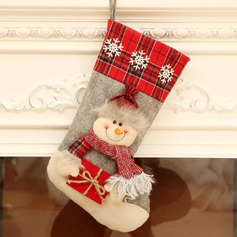1pc Christmas Santa & Snowman & Reindeer Stocking Ornament, Christmas Stocking Hanging Pendant Design & Casa Snowman