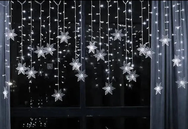 3.2M Christmas Snowflakes LED String Lights Flashing Fairy Curtain Lights Waterproof For Holiday Party Wedding Xmas Decoration Design & Casa White 110V US Plug