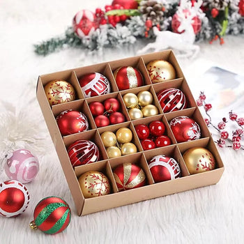 Bolas de Natal Variadas - Kit com 44 Unidades Natal 08 - Bolas de Natal Variadas - Kit com 44 Unidades Design & Casa Dourado/Vermelho