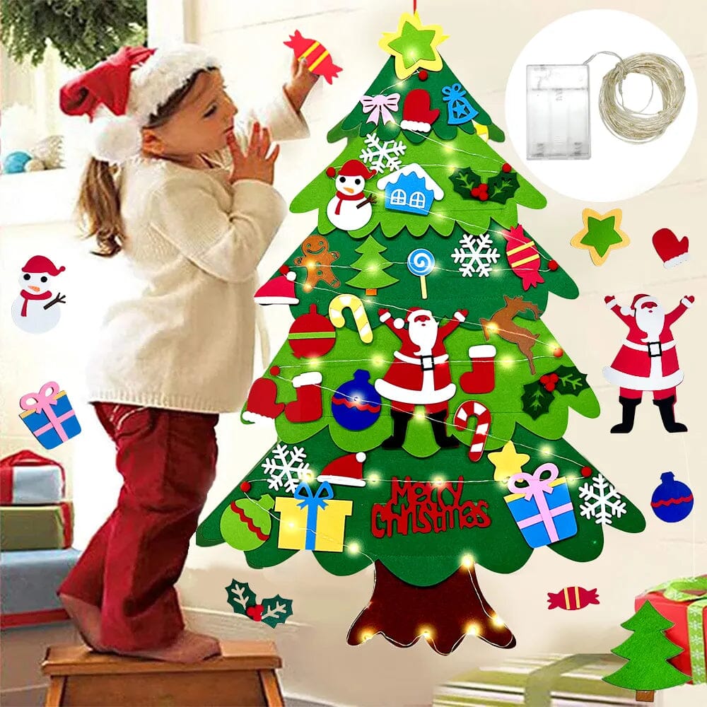 DIY Felt Christmas Tree Christmas Decoration for Home Navidad 2022 New Year Christmas Ornaments Santa Claus Xmas Kids Gifts Design & Casa PB-32pcs 5M light