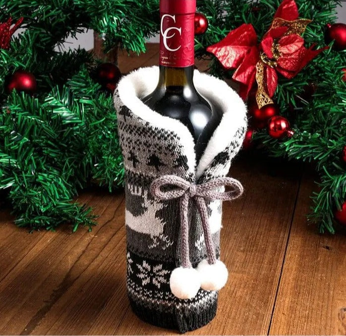 FengRise Christmas Decorations for Home Santa Claus Wine Bottle Cover Snowman Stocking Gift Holders Xmas Navidad Decor New Year Design & Casa Bow 2 1 China