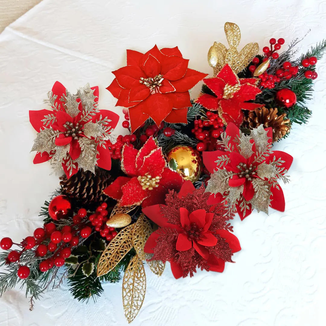 Flores de Natal Arranjos Natalinos - Kit com 3 Natal 28 - Flores de Natal Arranjos Natalinos Design & Casa