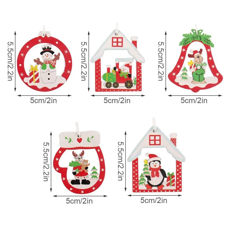 Hot 12PCS Christmas Snowflakes Wooden Pendants Xmas Tree Ornaments Home Hanging Decor Christmas Decoration For Home Navidad 2023 Design & Casa