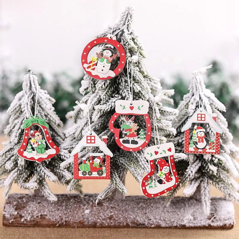 Hot 12PCS Christmas Snowflakes Wooden Pendants Xmas Tree Ornaments Home Hanging Decor Christmas Decoration For Home Navidad 2023 Design & Casa
