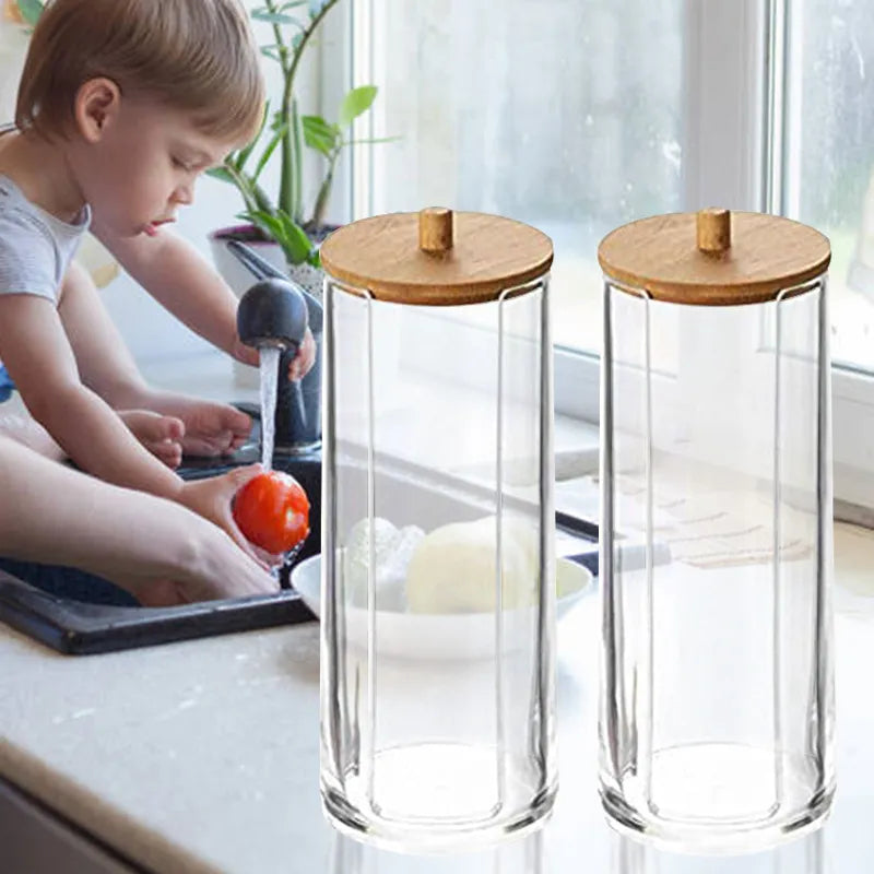 Kit de Acrílico Porta Algodão e Porta Cotonete Organização 04 - Kit de Acrílico Porta Algodão e Porta Cotonete Design & Casa