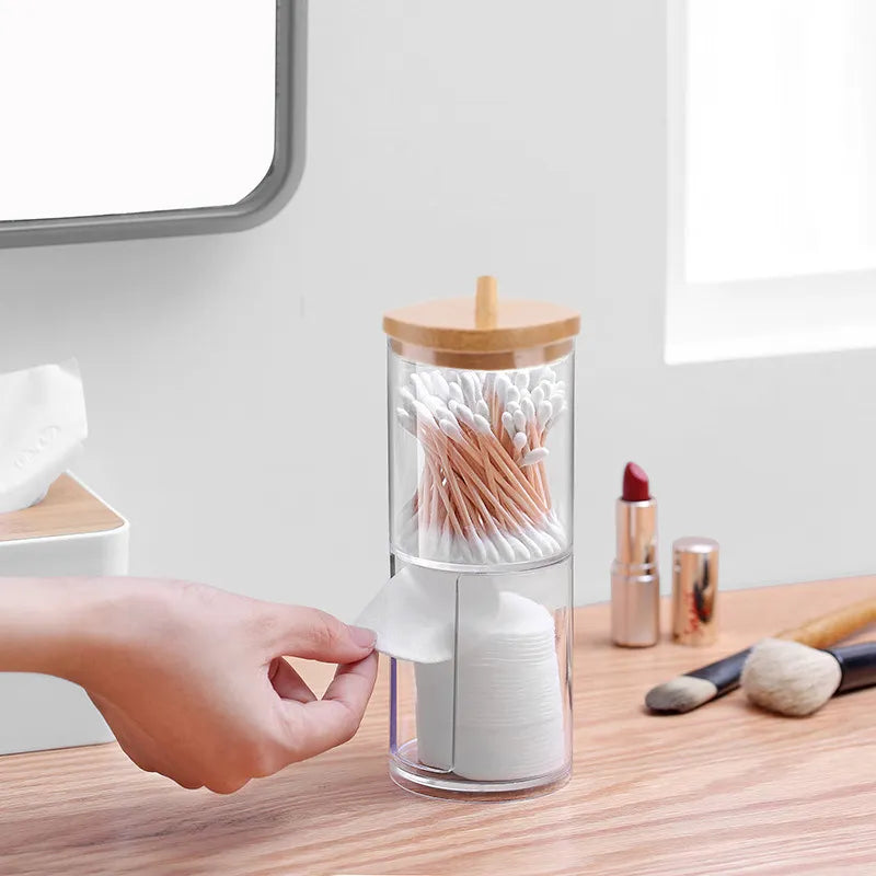 Kit de Acrílico Porta Algodão e Porta Cotonete Organização 04 - Kit de Acrílico Porta Algodão e Porta Cotonete Design & Casa