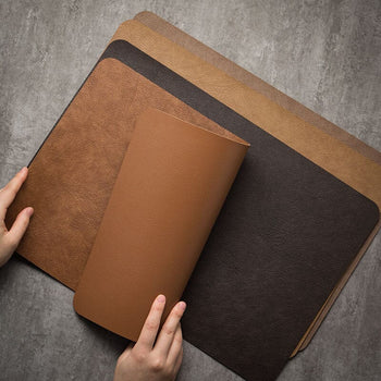 Light Luxury Solid Leather Placemat Coffee Brown PU Table Mat Waterproof Oilproof Heat-Insulated Plate Bowl Pad Table Decor 0 Minha loja