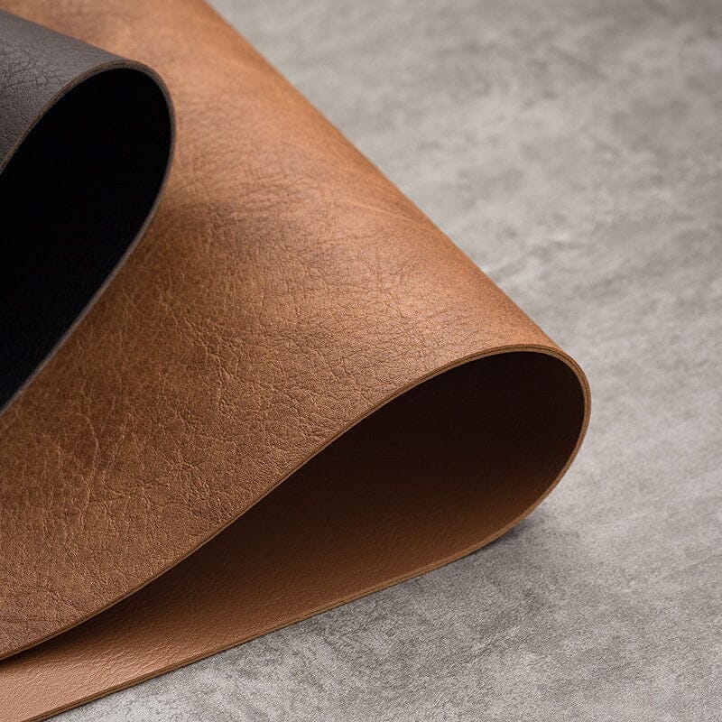 Light Luxury Solid Leather Placemat Coffee Brown PU Table Mat Waterproof Oilproof Heat-Insulated Plate Bowl Pad Table Decor 0 Minha loja
