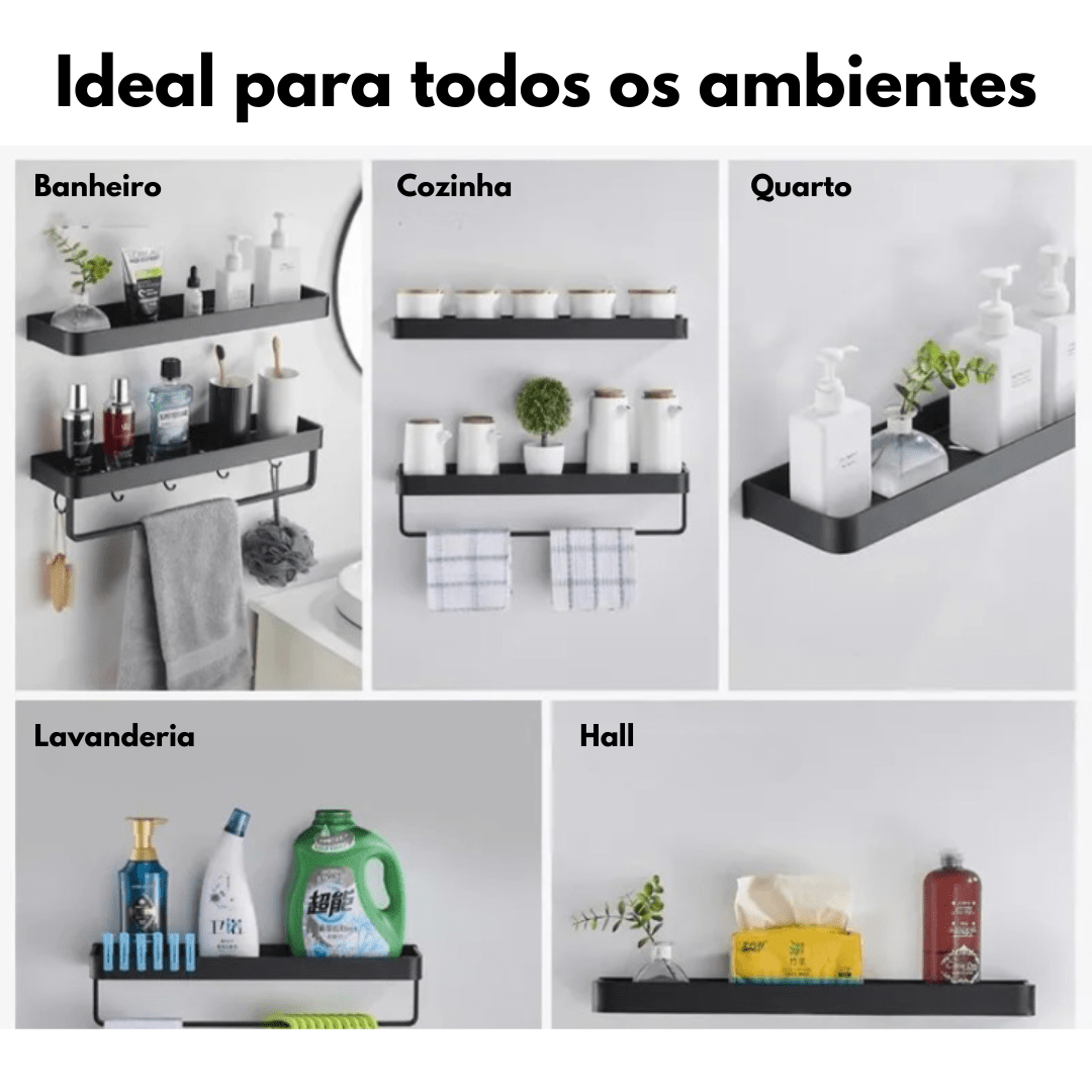 Prateleira para Banheiro - Instalação Sem Furos Banheiro 04 - Prateleira Organizadora para Banheiro Sem Furos Design & Casa