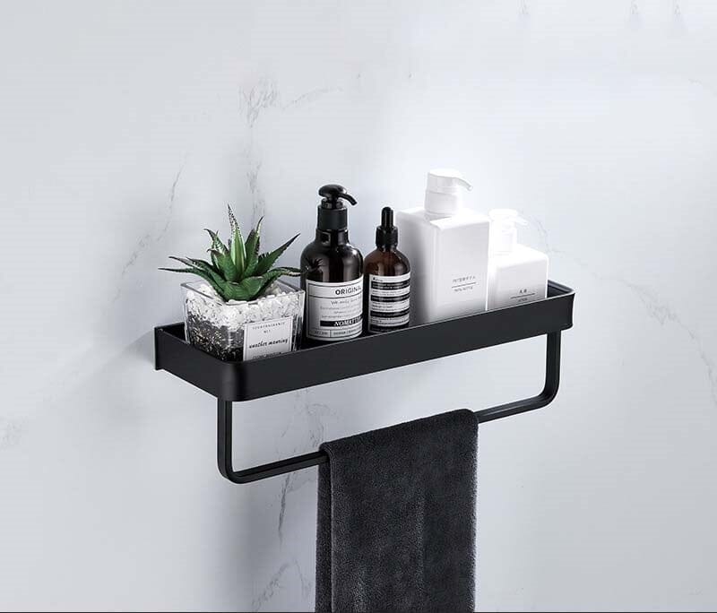 Prateleira para Banheiro ou Cozinha Design & Casa Banheiro 04 - Prateleira Organizadora para Banheiro Sem Furos Design & Casa 30cm Com Toalhaeira