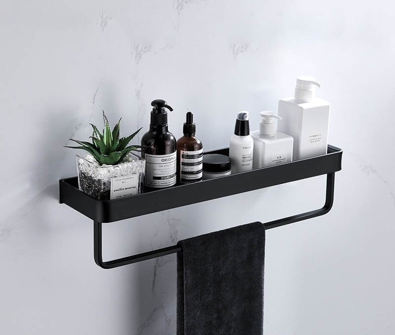 Prateleira para Banheiro ou Cozinha Design & Casa Banheiro 04 - Prateleira Organizadora para Banheiro Sem Furos Design & Casa 50cm Com Toalhaeira