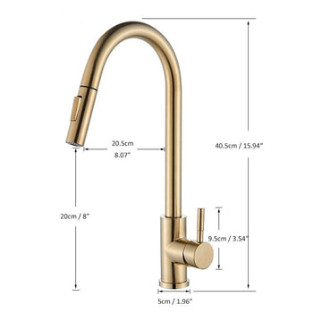 Quyanre Brushed Gold Kitchen Faucet Pull Out Kitchen Sink Water Tap Single Handle Mixer Tap 360 Rotation Kitchen Shower Faucet 0 Design & Casa