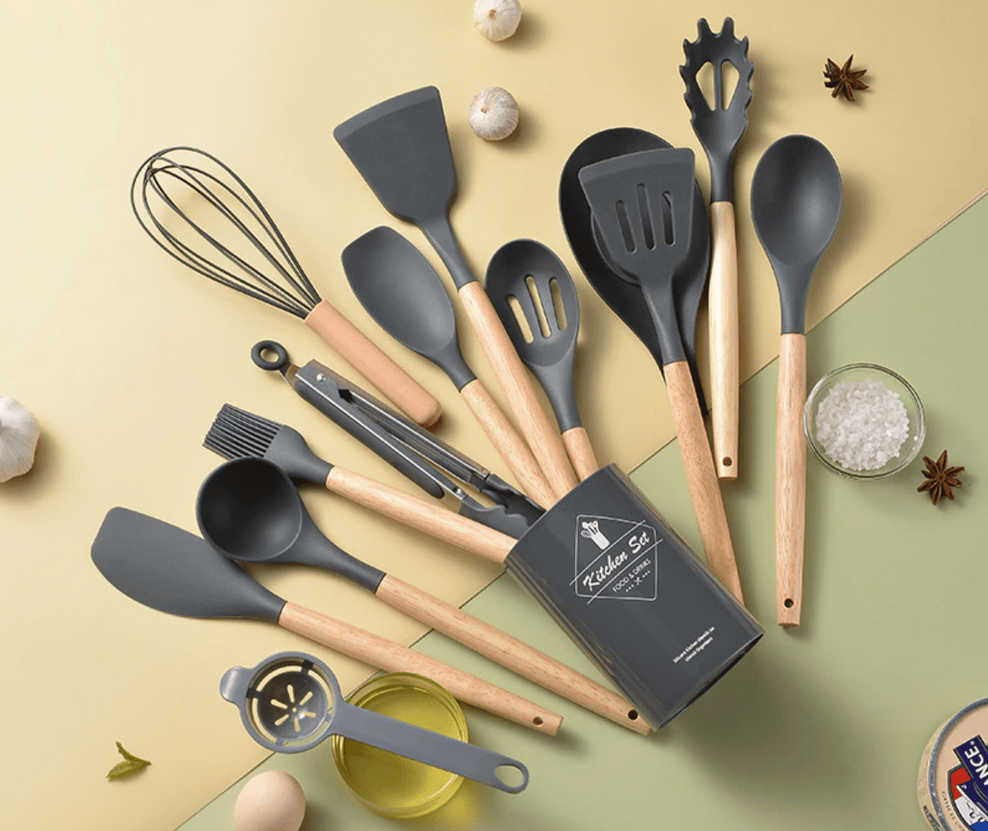 Utensílios de Cozinha de Silicone - Kit com 14 Peças Cozinha 10 - Utensílios de Cozinha de Silicone - Kit com 14 Peças Design & Casa Preto