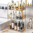 1 PCs Sotrage Shelf Stylish Desk Organizer with Rack, Holder, and Display Shelf for Skincare, Perfume, and Dresser Items Design & Casa Gold Three Layers 