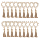 1/12PCS Wood Bead Napkin Rings Garland With Tassels Farmhouse Beads Rustic Country Table Napkin Holder Weddings Home Boho Decor Design & Casa 18PCS 