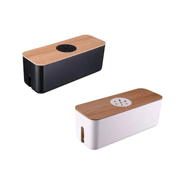 1PC Cable Storage Box Desktop Charging Cable Data Cable Storage Device Plug Socket Cable Management Device Black White Design & Casa 