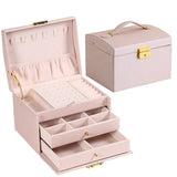 1pcs Multi Functional Three Layer Leather Drawer Style Jewelry Box Earrings Earrings Lock Jewelry Box Design & Casa 