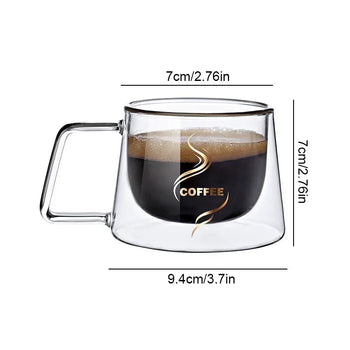 200ml Double Wall Glass Coffee Mug with Handle Transparent Heat-resistant Espresso Cup Breakfast Latte Cappuccino Tea Cup Design & Casa 