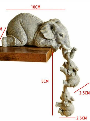 3pcs/set Cute Elephant Figurines Elephant Holding Baby Elephant Resin Crafts Home Furnishing Gift Design & Casa 