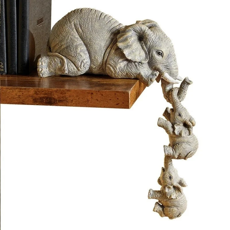 3pcs/set Cute Elephant Figurines Elephant Holding Baby Elephant Resin Crafts Home Furnishing Gift Design & Casa 