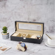 6 Slot PU Leather Watch Box Display Case Jewelry Organizer with Glass Top Design & Casa 