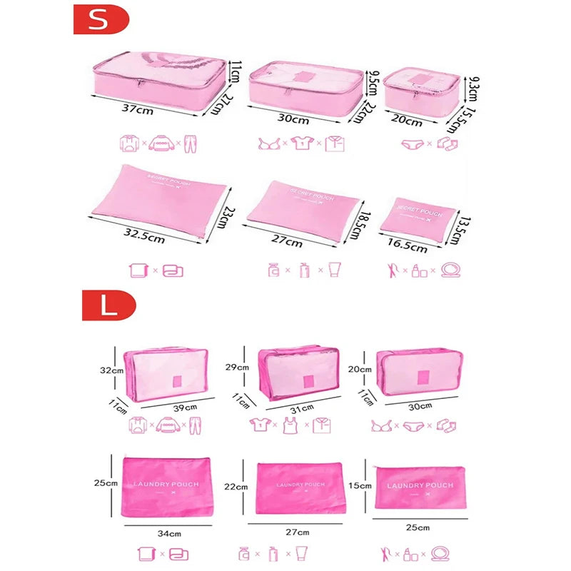 6pcs Travel Storage Organizer Bags Portable Travel Suitcase Organizer Bags For Women Clothes Shoes Makeup Bag Luggage Organizer Design & Casa 