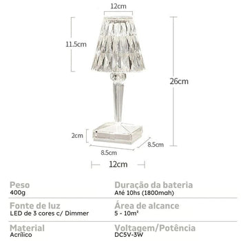 Abajur de Mesa Led Sem Fio 3 em 1 Premium Abajur de Mesa Led Sem Fio 3 em 1 Premium LightHousi 