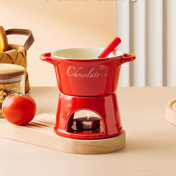 Aparelho de Fondue de Queijo e Chocolate Cerâmica Aparelho de Fondue de Queijo e Chocolate Cerâmica LightHousi Vermelho 