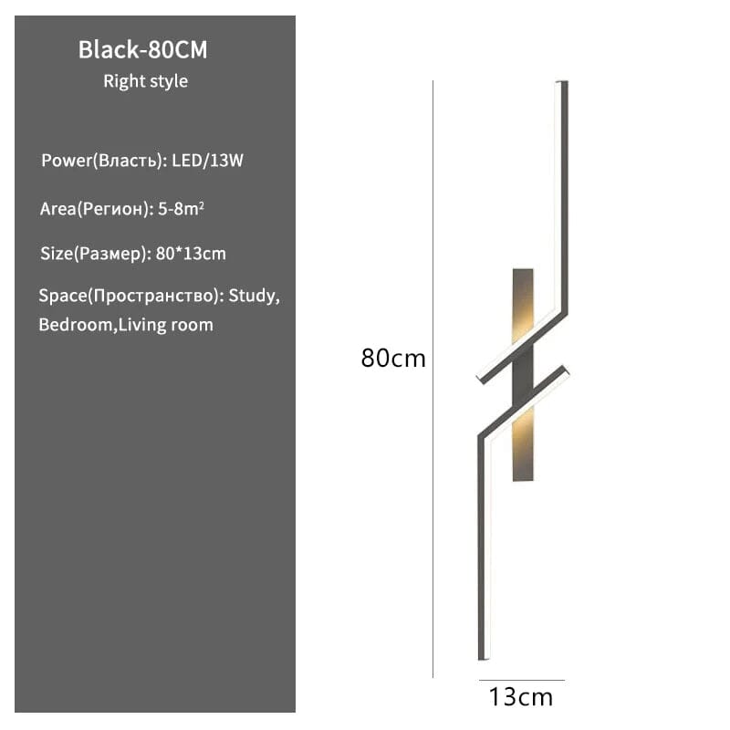 Arandela de Parede Minimalista em Led Arandela de Parede Minimalista em Led Design & Casa Preto 80cm Branca quente 