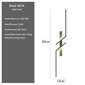 Arandela de Parede Minimalista em Led Arandela de Parede Minimalista em Led Design & Casa Preto 80cm Branca quente 